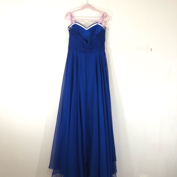 Blue Strapless Chiffon Gown - It Sparkles! - Picture 5 of 10